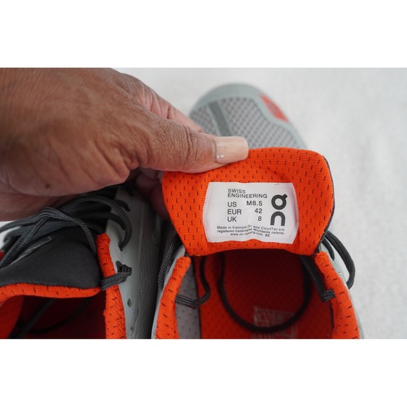 On Cloudflyer Grey Orange Running Shoes Womens 10 Mens 8.5 Sneakers - Picture 9 of 12